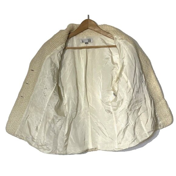 Tahari ASL Beige Cream Metallic Wool blend Tweed Textured Blazer Jacket - Picture 4 of 13